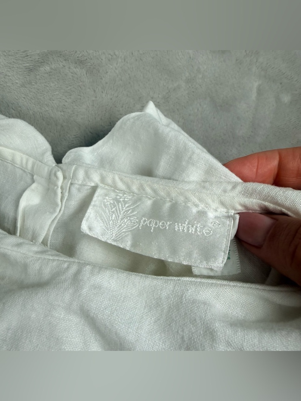 PaperWhite Embroidered Lace Collar White Blouse Button Back Cottagecore Size 10 - Picture 6 of 11